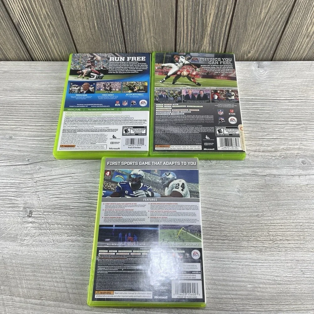 XBox 360  Video Game Lot Of 3 Madden 25,09 And 13 NFL Football Tested Working
